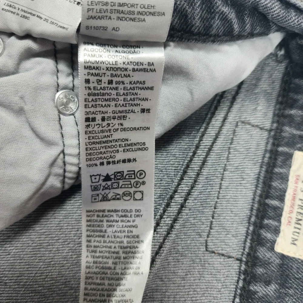 Levis 501 Jeans Mens 32x30 Black Straight Button Fly Faded Stretch Denim - Picture 5 of 14